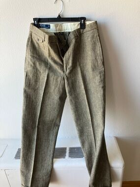 Vintage Polo by Ralph Lauren Linen Olive and Tan Men's Dress Pants